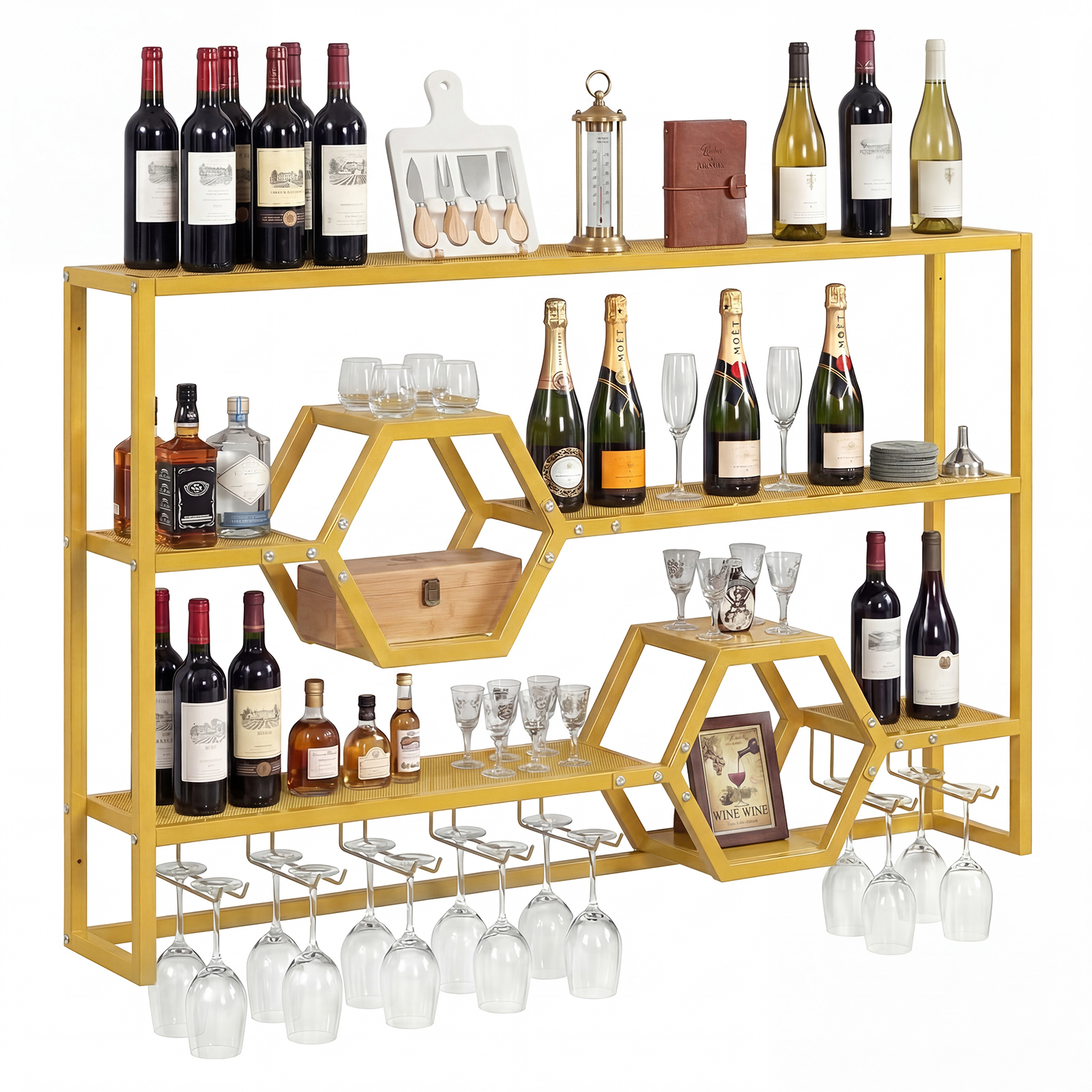 Kitchen Appliances Shelves - Wall Mounted Wine Rack 47” Large