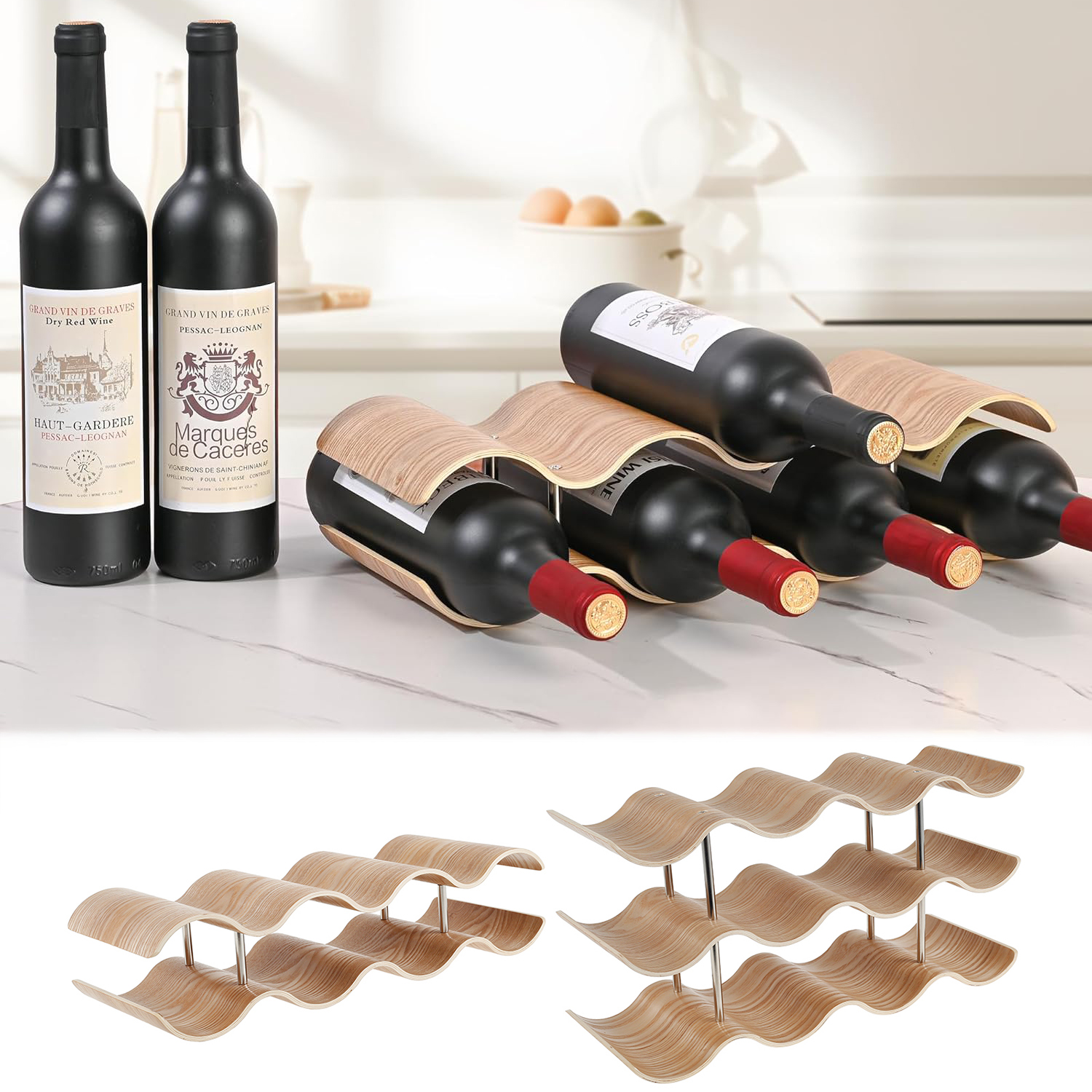 2/3-Tier Wooden Wine Rack Wavy – Kitchen Appliances Shelves Bewertung und Preis