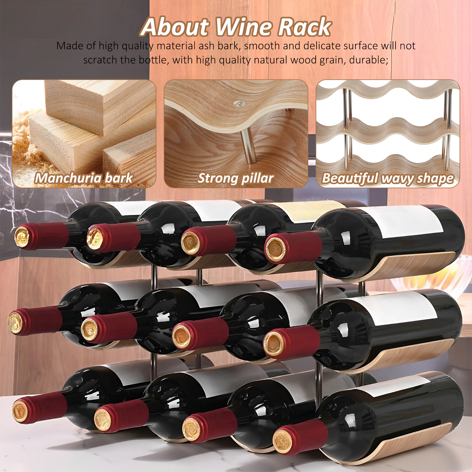 2/3-Tier Wooden Wine Rack Wavy – Kitchen Appliances Shelves Bewertung und Preis